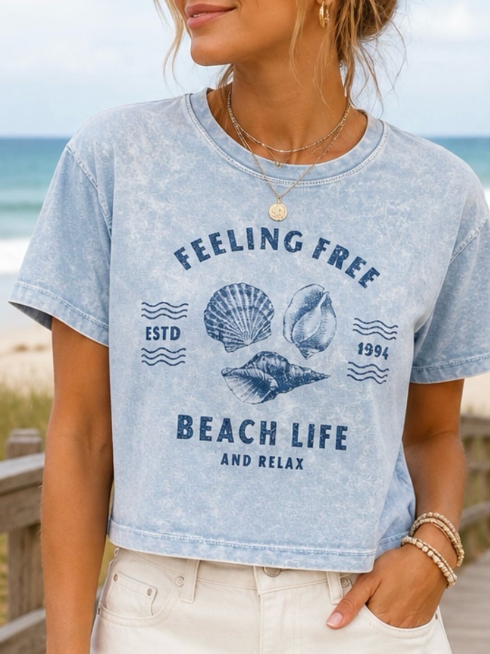 NAF NAF • Acid Wash Beachy Boxy Tee